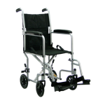 Cadeira de rodas Praxis Veneza na cor cinza, mostrando a estrutura dobrável de aço, o encosto em nylon resistente e os apoios de braço almofadados.