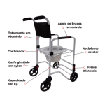 Cadeira de Banho alumínio com recipiente para até 100kg - Ortopedia Online SP