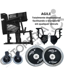 Cadeira de rodas Agile FAT em alumínio até 130kg - Ortopedia Online SP