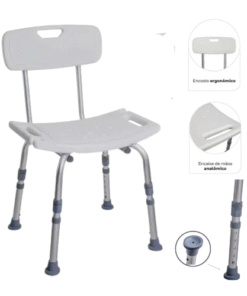 Banqueta De Banho Com Encosto E Altura Regulável D2 Dellamed - Ortopedia Online SP