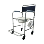Cadeira de Banho Dellamed D30 dobrável, em aço carbono, com coletor/comadre e rodas com freio.