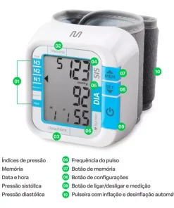 Monitor de Pressão Arterial Digital de Pulso Multi Saúde - HC204 - Ortopedia Online SP