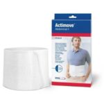 Cinta abdominal Actimove Abdominal II longa na cor neutra, mostrando o design elástico em painéis e o fechamento em tiras autocolantes.