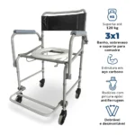 Cadeira de Banho Higiênica Dobrável e Desmontável até 120 Kg D40 Dellamed com comadre - Ortopedia Online SP
