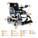 Cadeira de Rodas Motorizada em Alumínio Dobrável até 135 Kg Assento de 45 cm D1000 Dellamed