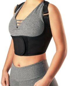 Corretor postural Lean Hidrolight na cor bege, unissex. A imagem mostra o corretor centralizado nas costas, com as tiras ajustáveis nos ombros.