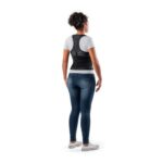 Corretor postural Support Hidrolight na cor preta. A imagem mostra o corretor nas costas de um usuário, destacando as tiras de ajuste, o fecho abdominal e a estrutura reforçada com aço.