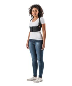 Corretor postural boost Hidrolight, na cor preta, em fundo branco. A imagem mostra o corretor visto de costas, com as tiras ajustáveis e o design discreto.