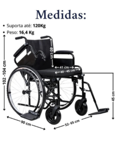 Cadeira de Rodas PRO9001 em aço (45 cm) Pro Cirúrgica - Ortopedia Online SP