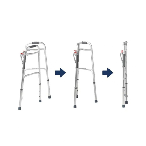 Andador Aluminio 2 Barras Clique Duplo Prata MED130 Cap 135kg - Live Well